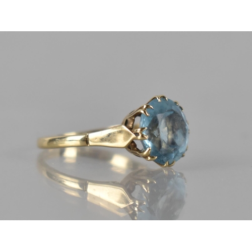 61 - A 9ct Gold Mounted Aquamarine Solitaire, Centre Round Cut Stone Measuring Approx 10mm Diameter Set i... 