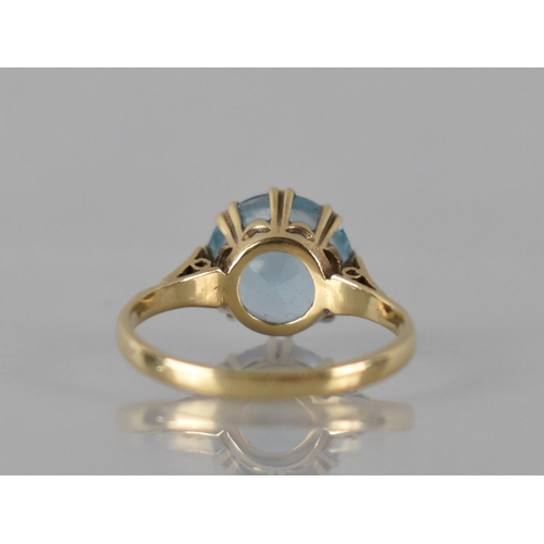 61 - A 9ct Gold Mounted Aquamarine Solitaire, Centre Round Cut Stone Measuring Approx 10mm Diameter Set i... 