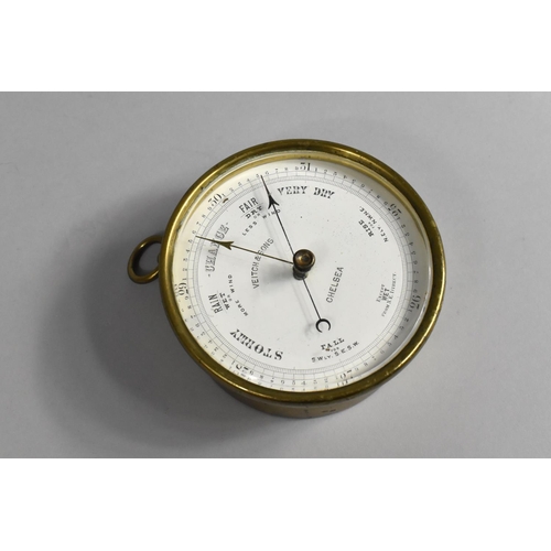 10 - A 19th Century Circular Brass Cased Barometer by Veitch and Sons of Chelsea, 12cms Diameter