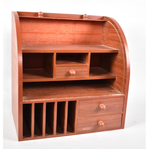 109 - A Modern Tambour Fronted Desktop Stationery Store with Fitted Interior and Two Drawers, 35cm Wide