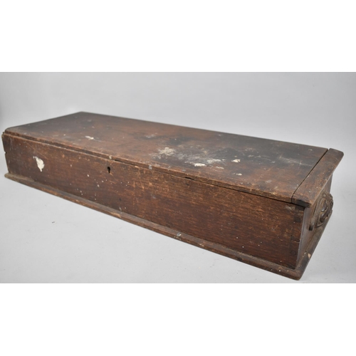 112 - A Vintage Oak Tool Safe with Two Carrying Handles, 69cm Wide