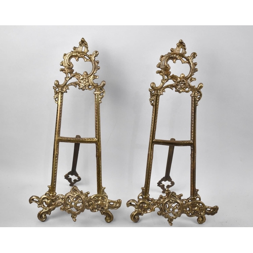 123 - A Pair of Brass Table Top Picture Easels, 40cms High