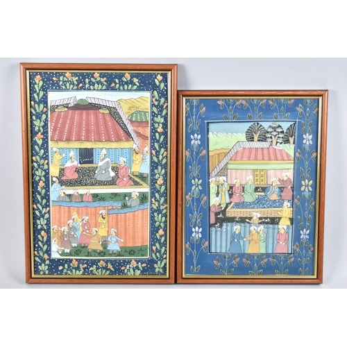 124 - Two North Indian/Persian Framed Paintings, Larger 34x22cms