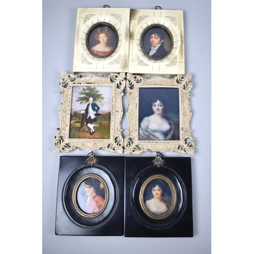 137 - Three Pairs of Reproduction Printed Portrait Miniatures