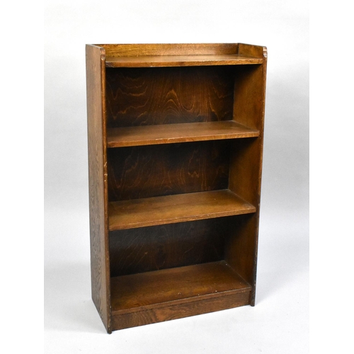 139 - An Edwardian Oak Three Shelf Galleried Waterfall Bookcase, 45cms Wide