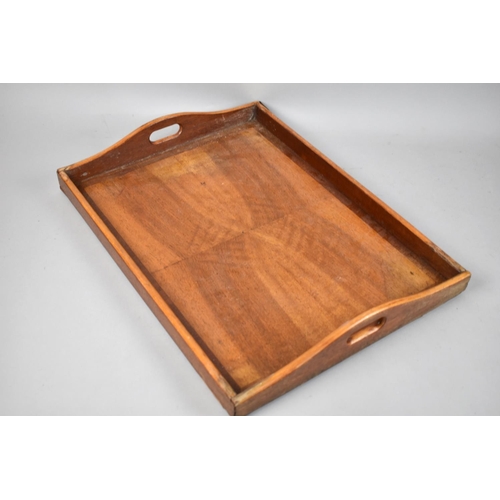 142 - A Mid 20th Century Galleried Two Handled Wooden Drinks Tray