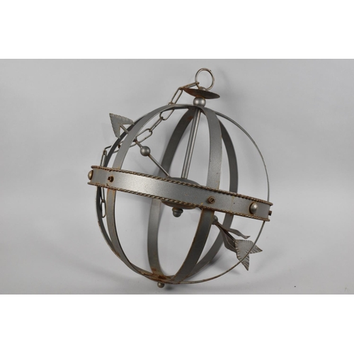 144 - A Modern Wrought Metal Ceiling Hanging Armillary Sphere, 40cms Diameter