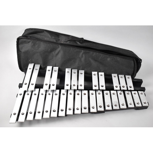 149 - A Modern Folding Glockenspiel with Two Hammers and Canvas Carrying Bag