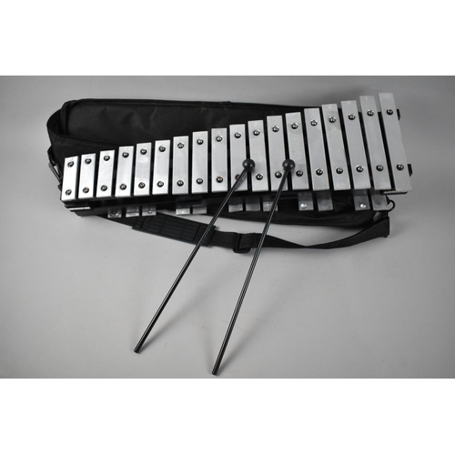 149 - A Modern Folding Glockenspiel with Two Hammers and Canvas Carrying Bag