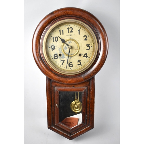 156 - An Early 20th Century Wall Hanging Drop Dial Clock with 8 Day Movement, 57cm High