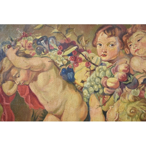 167 - A Mounted but Unframed Oil on Canvas depicting Cherubs with Fruit, 56x47cm