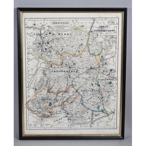 168 - A Framed Map Depicting the Boundaries of Various Fox Hounds Surrounding Shropshire, 39x32cm