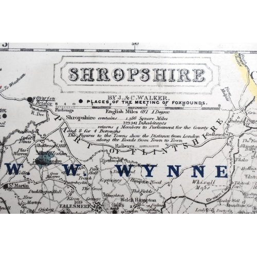 168 - A Framed Map Depicting the Boundaries of Various Fox Hounds Surrounding Shropshire, 39x32cm