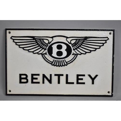 170 - A Rectangular Cold Painted Cast Iron Plaque for Bentley, 29.5x18.5