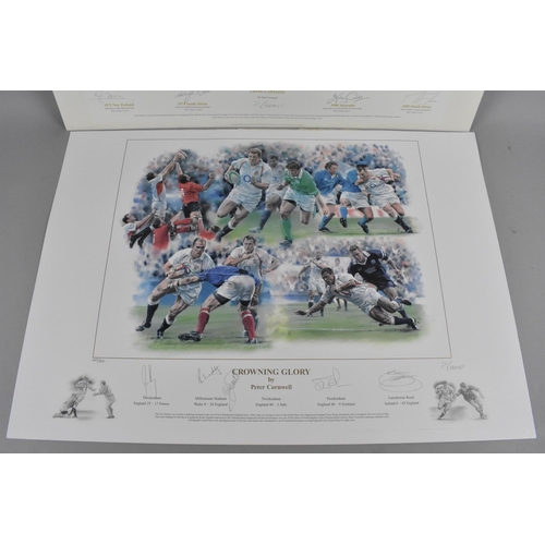 175 - Two Unframed Signed Rugby Football Prints, Crowning Glory and Lions' Captains Both by Peter Cornwell... 