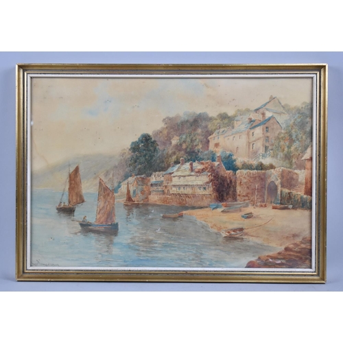 189 - A Fremed Watercolour Depicting Clovelly Harbour, Devon, 49x43