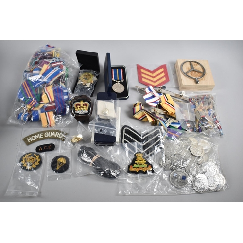 190 - A Collection of Various Military Ribbons, Bars, Badges and Ephemera