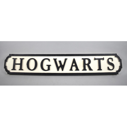 193 - A Painted Wooden Sign, Hogwarts, in the Style of a Cast Iron Street Sign, 78cm Wide