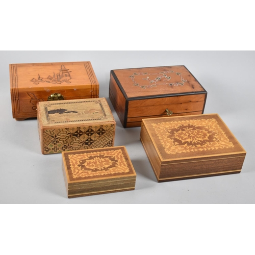 202 - A Collection of Five Various Continental Wooden Boxes