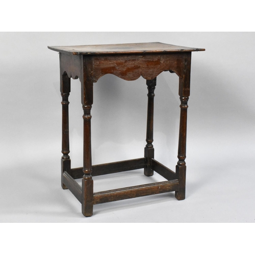 207 - A 19th Century Oak Rectangular Topped Occasional Table with Turned Supports, 47cms Wide