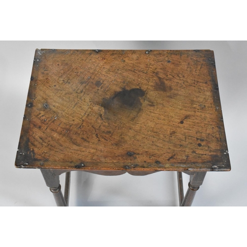 207 - A 19th Century Oak Rectangular Topped Occasional Table with Turned Supports, 47cms Wide