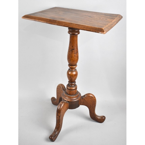 213 - A Small Rectangular Topped Oak Tripod Candle/Wine Table, 32x26cmsx54cms High