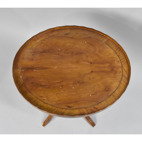 215 - A Late 20th Century Oval Topped Crossbanded Galleried Occasional Table on Four Scrolled Supports, 47... 