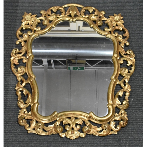 220 - A Large Florentine Gilt Wood Framed Wall Mirror, 107cms by 89cms