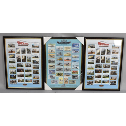 228 - A Collection of Three Framed Sets of Castella Cigar Cards, Britain's Steam Railways and British Avia... 