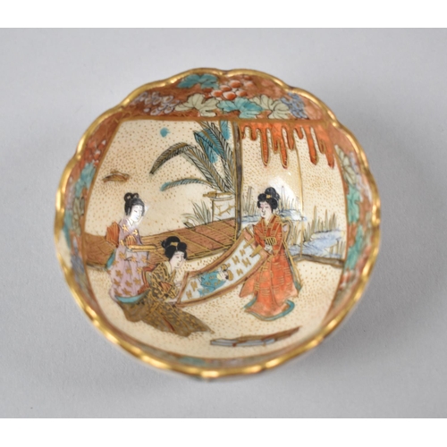 231 - A Small Satsuma Bowl Decorated with Interior Scene, Small Chip to Inner Rim, 7.5cm Diameter