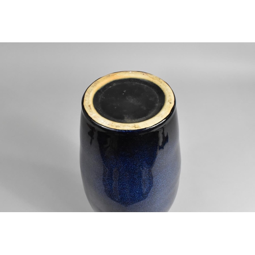 237 - A Monochrome Vase, Mottled Blue Glaze of Baluster Form and Flared Neck, 33cm high