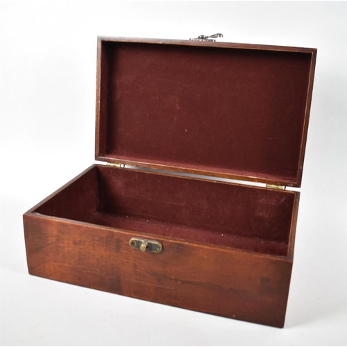 24 - A Modern Wooden Work Box with Brass Clasp and Carrying Handle to Hinged Lid, 33cms Wide