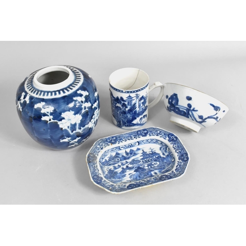 241 - A Collection of Qing Period Chinese Porcelain to Comprise 18th Century Tankard, Rectangular Dish, Na... 