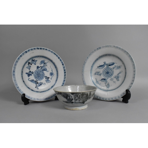 245 - Two Tek Sing Plates, 22cm and 21cm Diameter Together with Bowl, all with Nagel Auction Labels