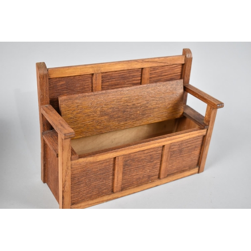 25 - A Novelty Box in the Form of a Miniature Three Panelled Settle, Perhaps an Apprentice Piece, 22.5cms... 