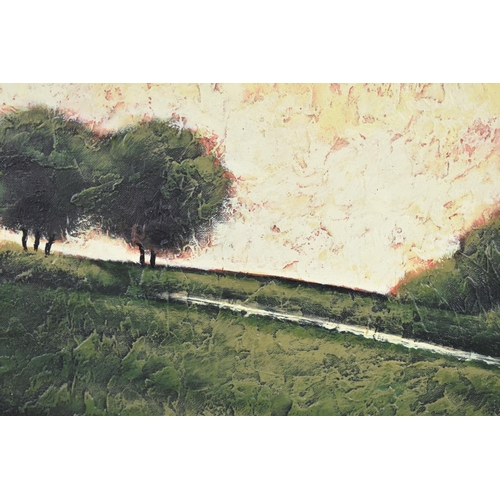 260 - A Gilt Framed Oil on Canvas, Hilltop with Trees in Golden Hour, Signed, Subject 54cm Square