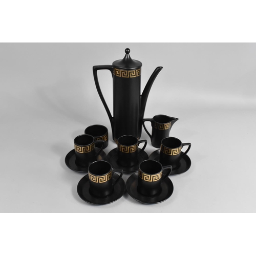 269 - A Portmeirion Greek Key Coffee Set to Comprise Coffee Pot, Six Cans and Six Saucers