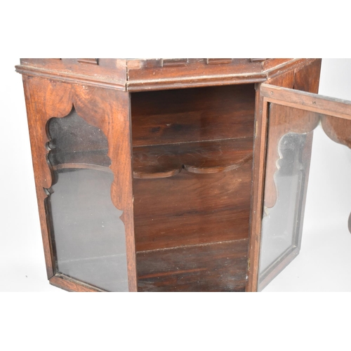 27 - A Late 19th/Early 20th Century Oak Wall Hanging Glazed Display Case with Castellated Cornice, 52cms ... 