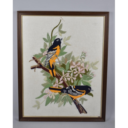 285 - A Framed Tapestry, Birds in Branches, 45x57cm