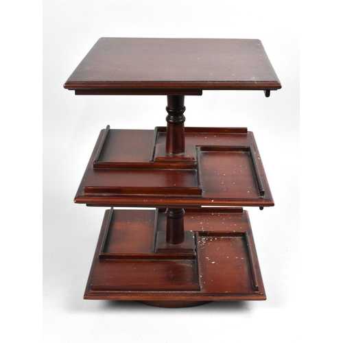 29 - A Modern Mahogany Two Section Revolving Bookcase, 22.5cms Square and 30cms High