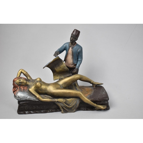 30 - A Reproduction Cold Painted Bronze Figure Group in the Manner of Bergman Depicting Arabic Magician H... 