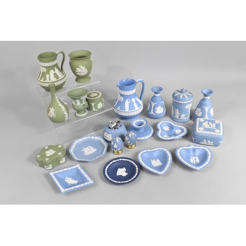 325 - A Collection of Various Wedgwood Jasperware to Comprise Vases, Jugs, Dishes, Boxes etc