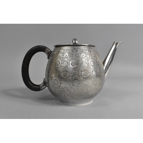 35 - An Early 20th Century Silver Plated Teapot with Finely Engraved Floral Decoration