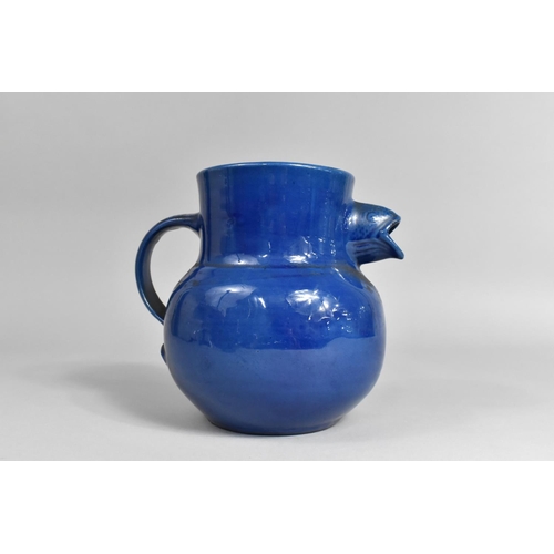 369 - A C H Brannam Barum Blue Glazed Jug with Fish Spout, 16cm high