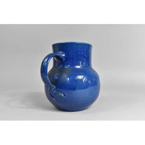 369 - A C H Brannam Barum Blue Glazed Jug with Fish Spout, 16cm high