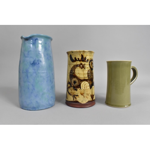 371 - A Studio Pottery Celadon Glazed Tankard by Agnete Hoy Together with a Stockley Weymouth Studio Potte... 