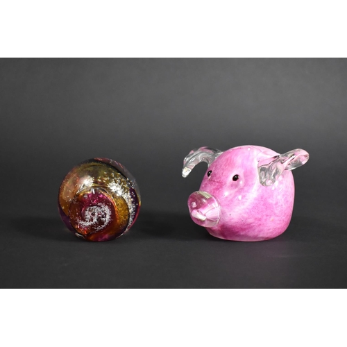 374 - A Boxed Objets D'art Glass Pig Paperweight Together with a Welsh Miriam Example