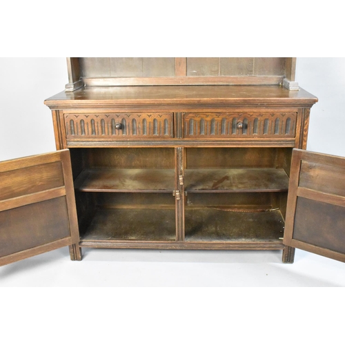 441 - A Mid 20th Century Oak Dutch Dresser with Arched Plate Rack, 122cms Wide