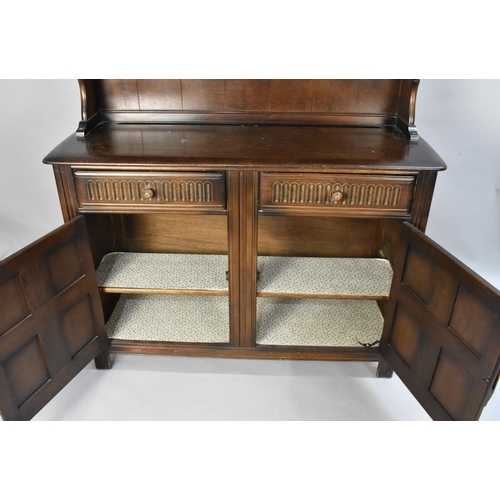 442 - A Mid 20th Century Oak Dresser with Two Drawers over Cupboard Base, 120cms Wide