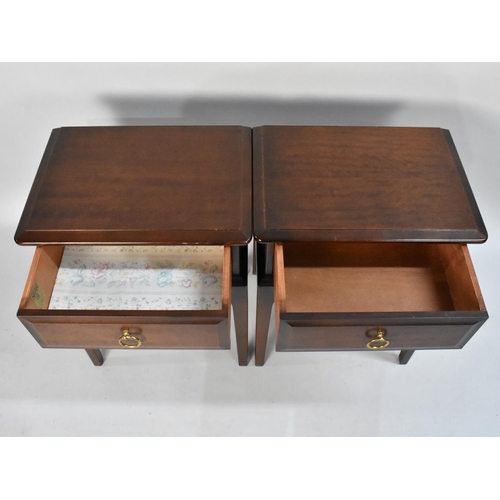 453 - A Pair of Stag Mahogany Bedside Tables with Single Drawers, Each 44cms Wide